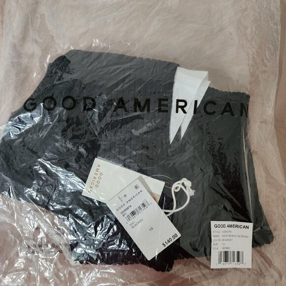 NWT Good American Angled Rib Mock Halter Bodycon Midi Dress Black XSmall/Small - Picture 15 of 15